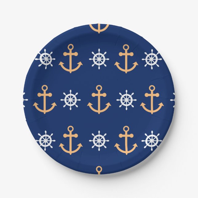 Nautical Pattern Paper Plates (Front)