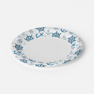 Nautical pattern paper plates