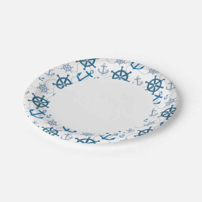 Nautical pattern paper plates (Angled)