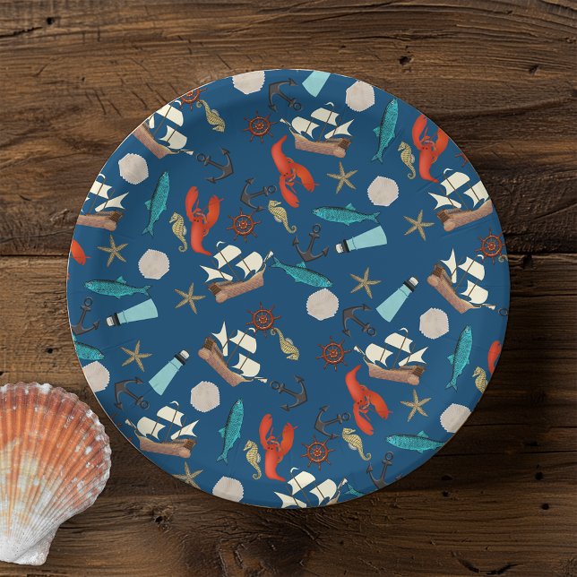 Nautical Pattern Paper Plates (Creator Uploaded)