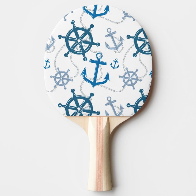 Nautical pattern ping pong paddle (Front)
