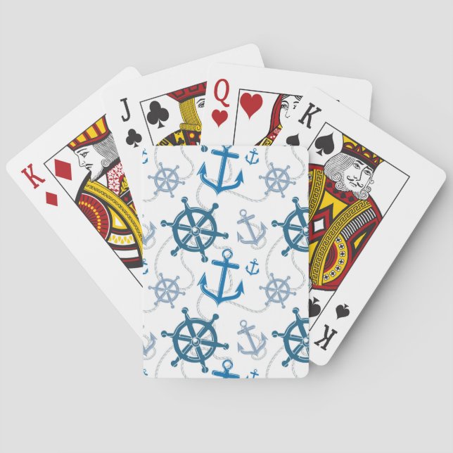 Nautical pattern poker cards (Back)