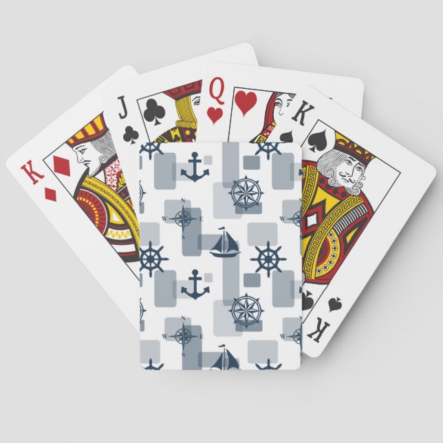 Nautical pattern poker cards (Back)