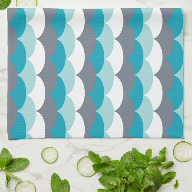 Nautical Pattern Seashells Kitchen Towel (Folded)
