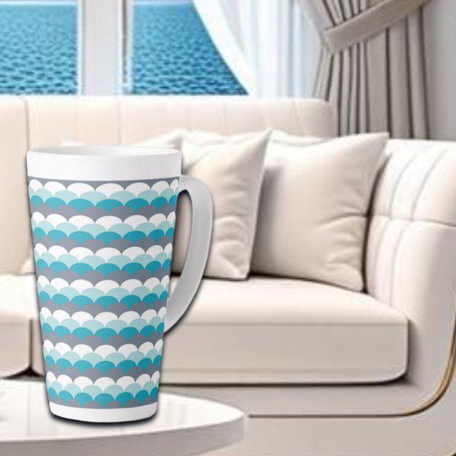 Nautical Pattern Seashells Latte Mug (Creator Uploaded)
