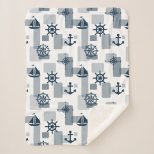 Nautical pattern sherpa blanket