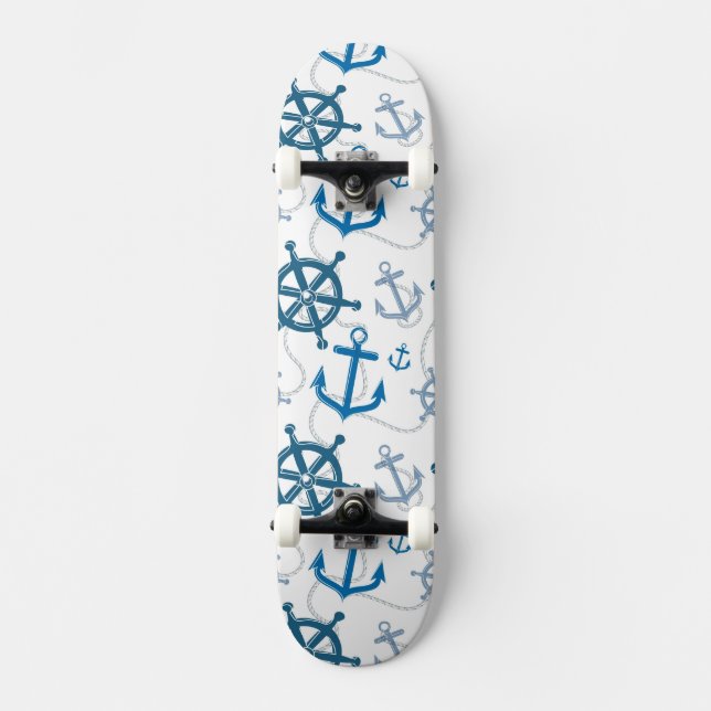 Nautical pattern skateboard (Front)