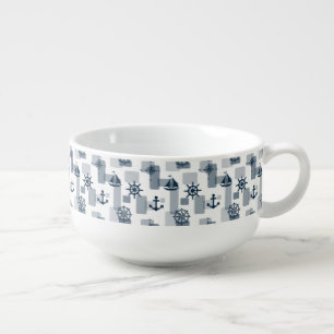 Nautical pattern soup mug