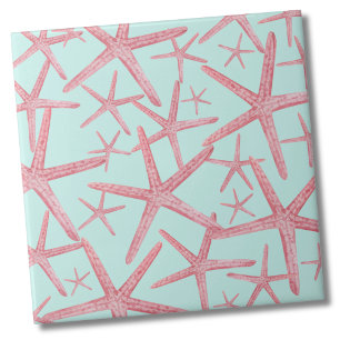 Nautical Pattern Starfish Beach House Ceramic Tile