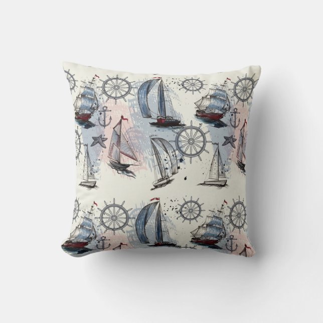 Nautical Pattern Throw Pillow (Front)
