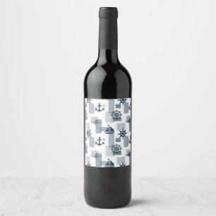 Nautical pattern wine label