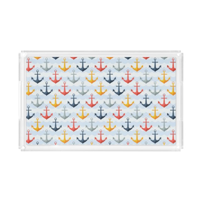 Nautical Pattern with Anchors Acrylic Tray (Front)