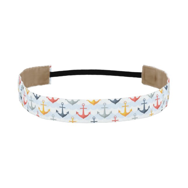 Nautical Pattern with Anchors Athletic Headband (Front)
