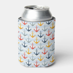 Nautical Pattern with Anchors Can Cooler