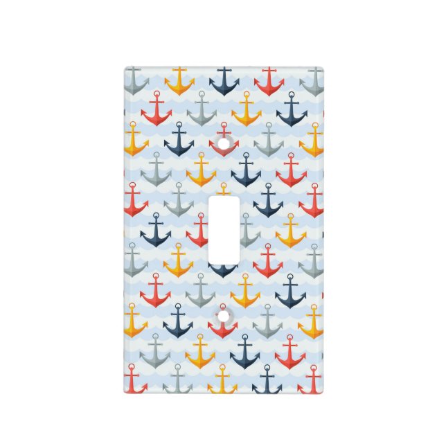 Nautical Pattern with Anchors Light Switch Cover (Front)