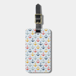 Nautical Pattern with Anchors Luggage Tag