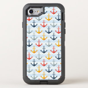 Nautical Pattern with Anchors OtterBox Defender iPhone SE/8/7 Case