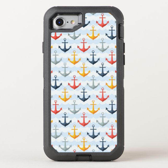 Nautical Pattern with Anchors Otterbox iPhone Case (Back)