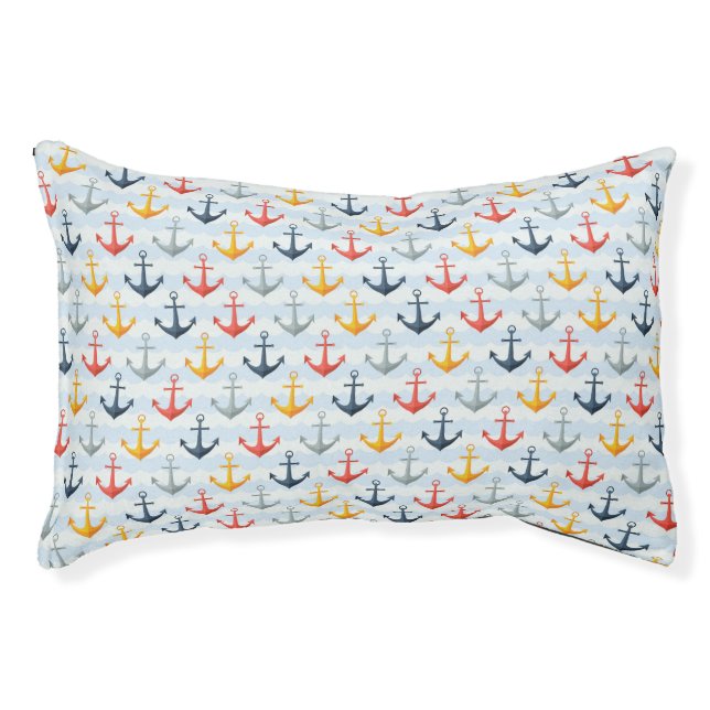 Nautical Pattern with Anchors Pet Bed (Front)