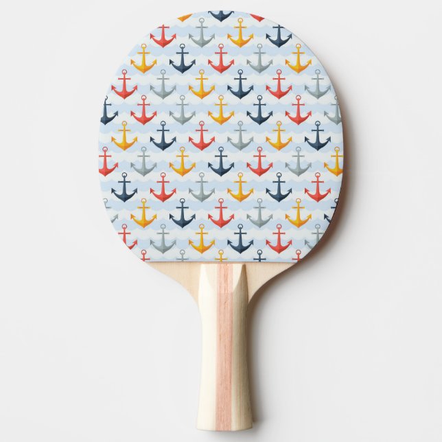 Nautical Pattern with Anchors Ping-Pong Paddle (Front)
