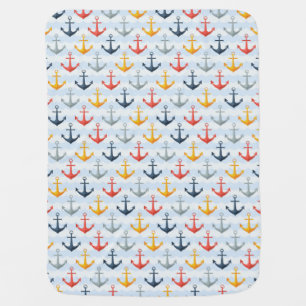 Nautical Pattern with Anchors Receiving Blanket