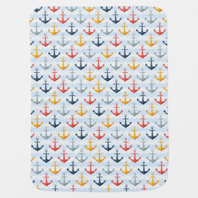Nautical Pattern with Anchors Receiving Blanket (Front)