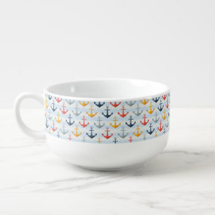 Nautical Pattern with Anchors Soup Mug