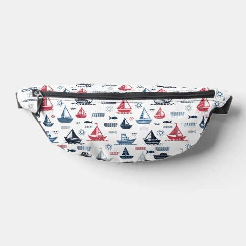 Nautical Pattern with Sailboats and Fish Fanny Pack