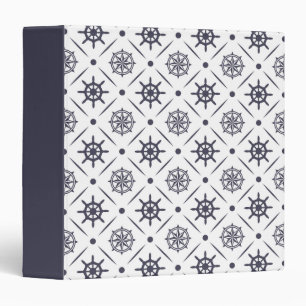 Nautical pattern with sailing wheel and compass 3 ring binder