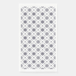 Nautical pattern with sailing wheel and compass paper guest towels