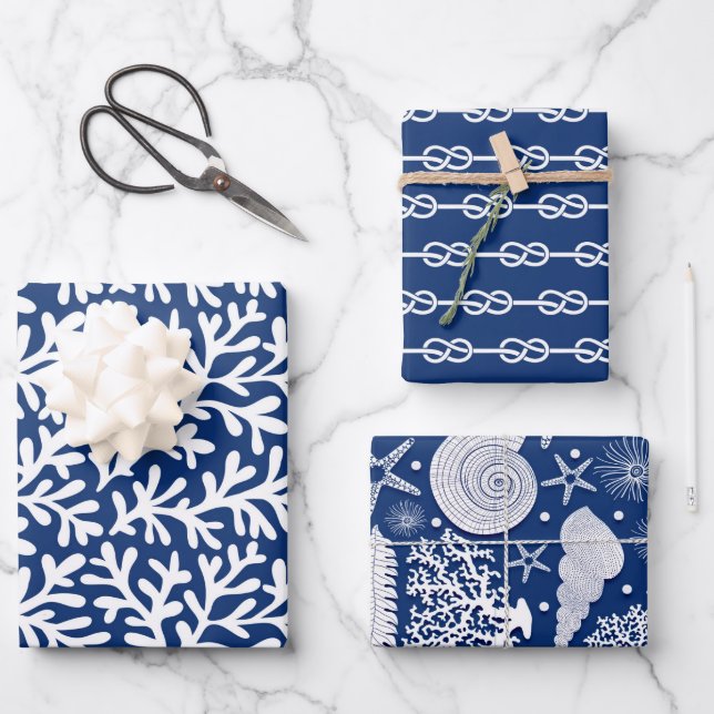 Nautical Pattern Wrapping Paper Sheets (Front)