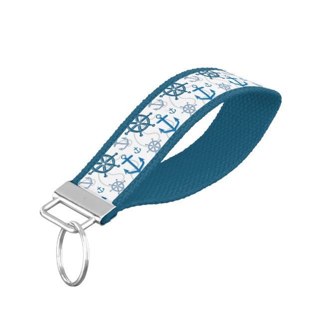 Nautical pattern wrist keychain (Angled Down)