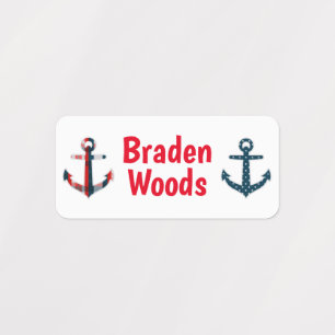 Nautical Patterned Anchors Clothing Labels