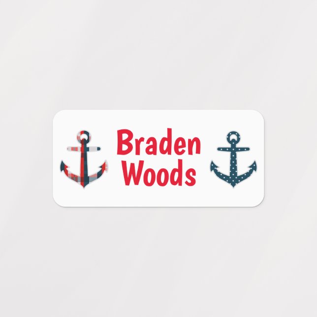 Nautical Patterned Anchors Clothing Labels (Design 1)