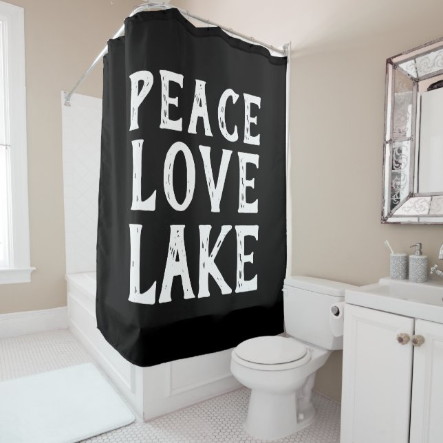 nautical PEACE - LOVE - LAKE | Shower Curtain (In Situ)