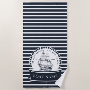 Nautical Personalized Boat Name Beach Towel