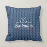 Nautical Personalized Boat Name Blue Wool Throw Pillow<br><div class="desc">Nautical Boat Name Navy Blue Wool Knitted design. Beautiful and professional design. You are welcome to visit my store for more beautiful products.</div>