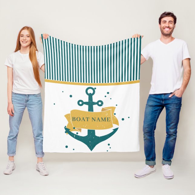 Nautical Personalized Boat Name Fleece Blanket (In Situ)