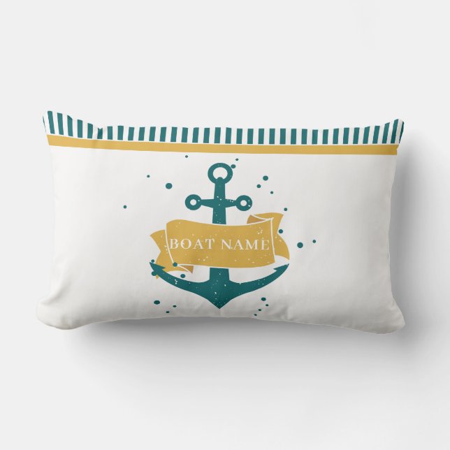 Nautical Personalized Boat Name Lumbar Pillow (Front)