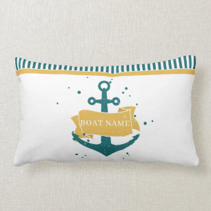 Nautical Personalized Boat Name Lumbar Pillow