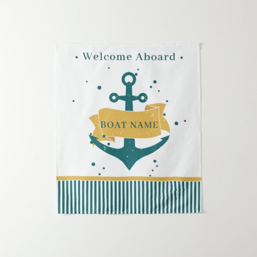 Nautical Personalized Boat Name Tapestry
