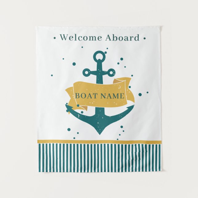 Nautical Personalized Boat Name Tapestry (Front)
