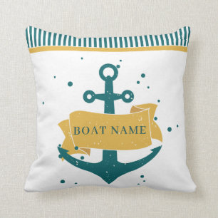 Nautical Personalized Boat Name Throw Pillow