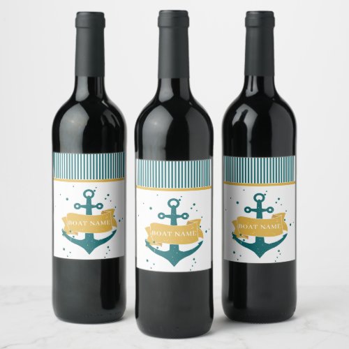Nautical Personalized Boat Name Wine Label