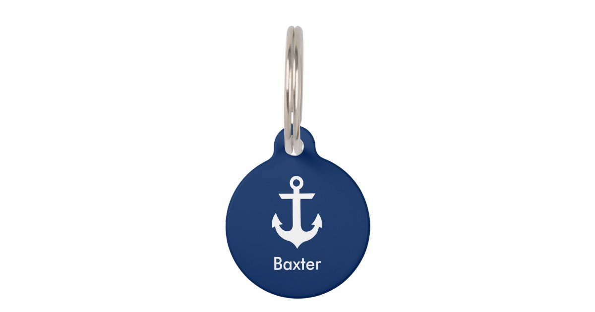 Nautical Personalized Dog Tag B Phone on Back Zazzle