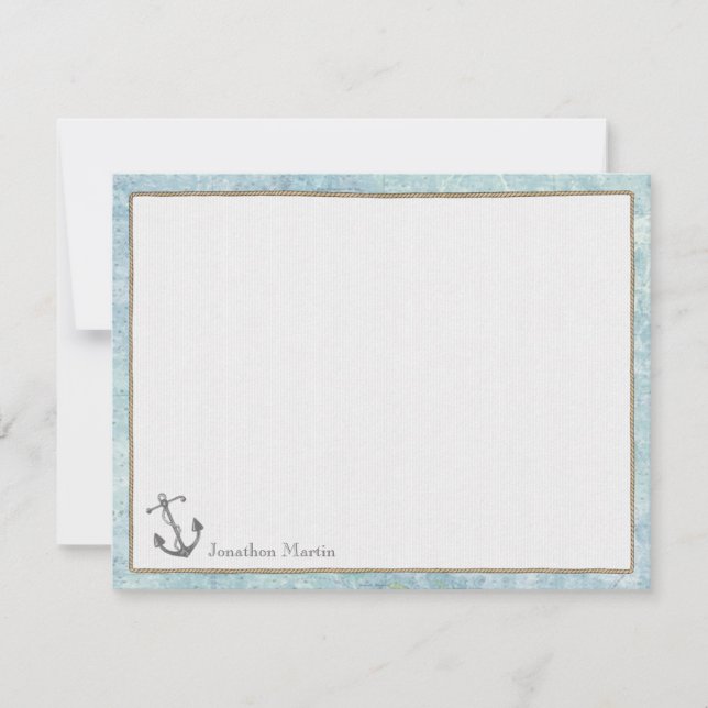 Nautical Personalized Flat Note Cards - Anchor (Front)