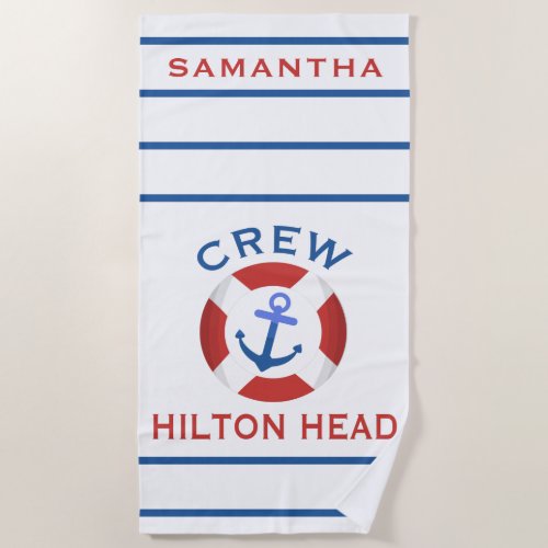 Nautical Personalized Hilton Head Beach Towel