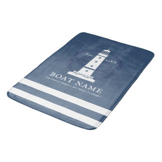 Nautical Personalized lighthouse Boat Name Modern  Bath Mat