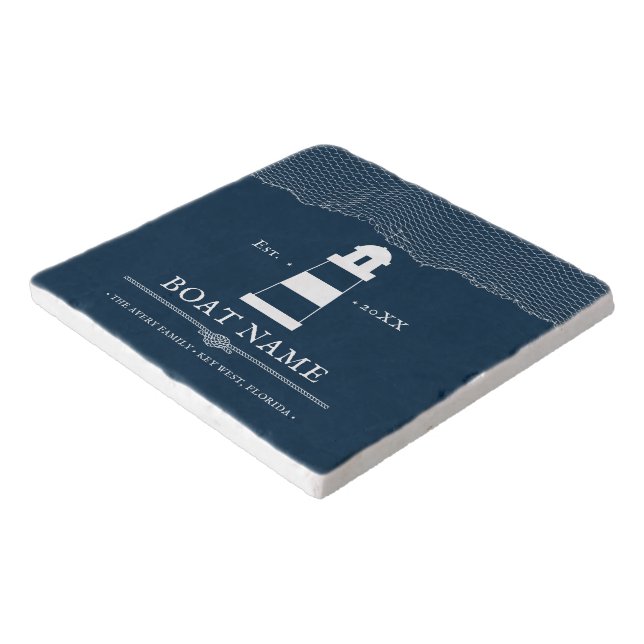 Nautical Personalized lighthouse Boat  Trivet (Corner)
