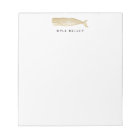 Nautical Personalized Notepad, Gold Whale